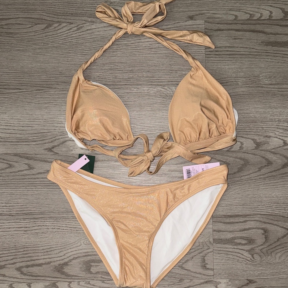 Elegant Tan Bikini Set top xl bottom L